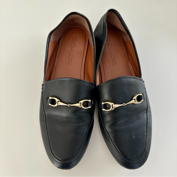 Coach Black Leather Loafers - Picture 1 of 4